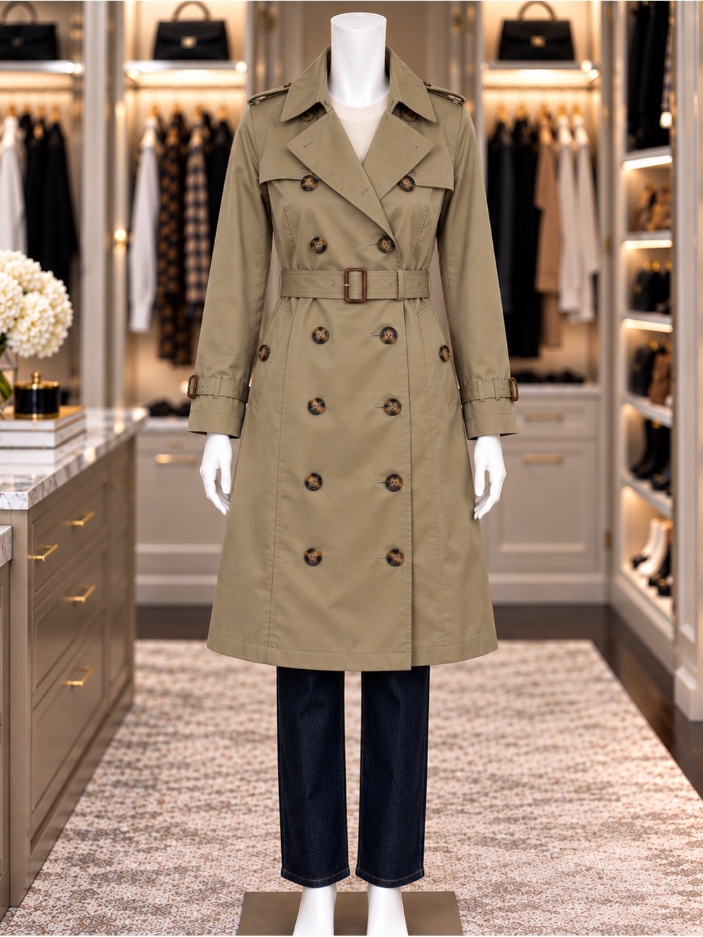 Burberry The Chelsea Medium Heritage Trench Coat Khaki Size 8 NWT